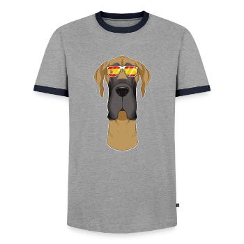 Great Dane I Spain Sunglasses I Spanish Flag - Männer Kontrast-T-Shirt - Grau/Navy  - Vorne - AI Model Female 172 light (172cm) & AI Model Male 178 light (178cm)