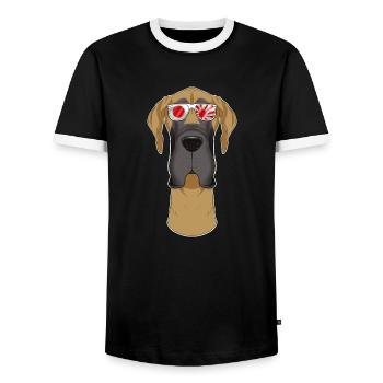 Great Dane Japan Lunettes de soleil I Drapeau japonais - T-shirt contrasté Homme - noir/blanc - Devant - AI Model Female 172 light (172cm) & AI Model Male 178 light (178cm)