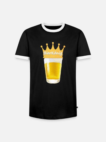 Bierkönig - Bier - Bierglas - Bierkrug - Männer Kontrast-T-Shirt - Schwarz/Weiß