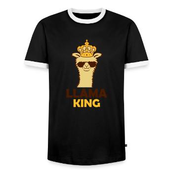 Llama King Chef cool - Männer Kontrast-T-Shirt - Schwarz/Weiß - Vorne - AI Model Female 172 light (172cm) & AI Model Male 178 light (178cm)