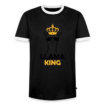Llama King lustig Chef - Männer Kontrast-T-Shirt - Schwarz/Weiß - Vorne - AI Model Female 172 light (172cm) & AI Model Male 178 light (178cm)