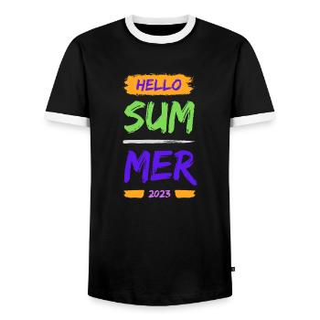 Hello Summer - Männer Kontrast-T-Shirt - Schwarz/Weiß - Vorne - AI Model Female 172 light (172cm) & AI Model Male 178 light (178cm)