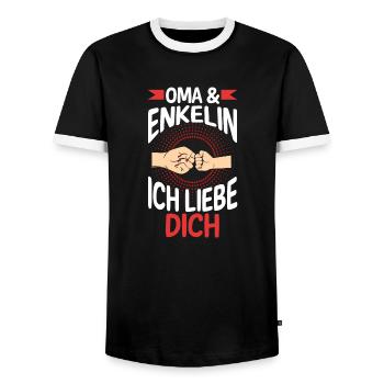 Oma Großmutter und Enkelin - Männer Kontrast-T-Shirt - Schwarz/Weiß - Vorne - AI Model Female 172 light (172cm) & AI Model Male 178 light (178cm)
