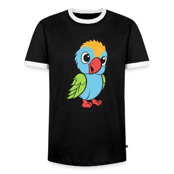 Humor kleiner Papagei - Männer Kontrast-T-Shirt - Schwarz/Weiß - Vorne - AI Model Female 172 light (172cm) & AI Model Male 178 light (178cm)