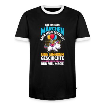 Unicorn - Men's Ringer Shirt - black/white - Front - AI Model Female 172 light (172cm) & AI Model Male 178 light (178cm)