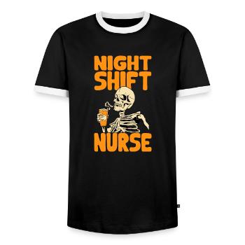 Infirmière de nuit - T-shirt contrasté Homme - noir/blanc - Devant - AI Model Female 172 light (172cm) & AI Model Male 178 light (178cm)