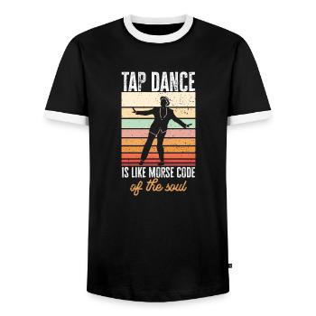 Professeur de claquettes Danseuse de claquettes Claquettes - T-shirt contrasté Homme - noir/blanc - Devant - AI Model Female 172 light (172cm) & AI Model Male 178 light (178cm)
