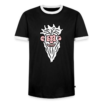 Lustiges Opa Gesicht Comic Stil langer grauer Bart - Männer Kontrast-T-Shirt - Schwarz/Weiß - Vorne - AI Model Female 172 light (172cm) & AI Model Male 178 light (178cm)