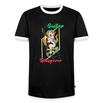Gitarre Lehrer Niedlich Einhorn Regenbogen - Männer Kontrast-T-Shirt - Schwarz/Weiß - Vorne - AI Model Female 172 light (172cm) & AI Model Male 178 light (178cm)