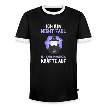 Sorcière Sorcière Balai Sorcière Costume Halloween - T-shirt contrasté Homme - noir/blanc - Devant - AI Model Female 172 light (172cm) & AI Model Male 178 light (178cm)