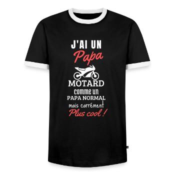 J'ai un papa motard plus cool - T-shirt contrasté Homme - noir/blanc - Devant - AI Model Female 172 light (172cm) & AI Model Male 178 light (178cm)