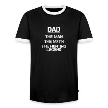 Dad - The man The Myth The hunting legend Gift - Männer Kontrast-T-Shirt - Schwarz/Weiß - Vorne - AI Model Female 172 light (172cm) & AI Model Male 178 light (178cm)