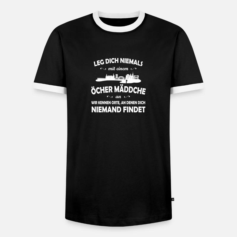 Öcher Mäddche - Männer Kontrast-T-Shirt - Schwarz/Weiß