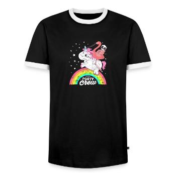 Mega! Einhorn Flamingo Panda Crew Shirt - Männer Kontrast-T-Shirt - Schwarz/Weiß - Vorne - AI Model Female 172 light (172cm) & AI Model Male 178 light (178cm)