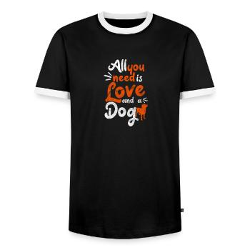 All you need is love and a dog - Men's Ringer Shirt - black/white - Front - AI Model Female 172 light (172cm) & AI Model Male 178 light (178cm)
