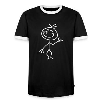 happy_stick_figure_1c - Men's Ringer Shirt - black/white - Front - AI Model Female 172 light (172cm) & AI Model Male 178 light (178cm)