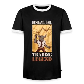 Mari papa Légende du commerce - T-shirt contrasté Homme - noir/blanc - Devant - AI Model Female 172 light (172cm) & AI Model Male 178 light (178cm)