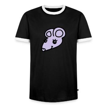Sweet Mouse - Men's Ringer Shirt - black/white - Front - AI Model Female 172 light (172cm) & AI Model Male 178 light (178cm)