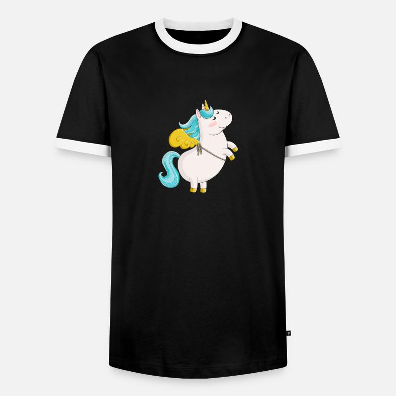 Fliegendes Comic Einhorn - Männer Kontrast-T-Shirt - Schwarz/Weiß