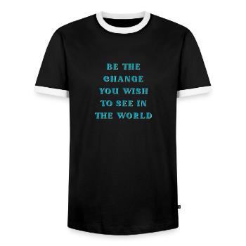 Be the change you wish to see in the world - Männer Kontrast-T-Shirt - Schwarz/Weiß - Vorne - AI Model Female 172 light (172cm) & AI Model Male 178 light (178cm)