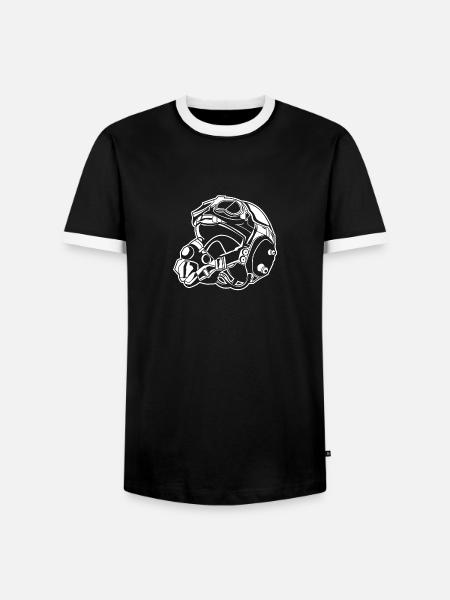 Pilotenhelm / Pilot Helmet 01_weiß - Männer Kontrast-T-Shirt - Schwarz/Weiß