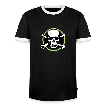 skull_circle_072011_a_3c - Men's Ringer Shirt - black/white - Front - AI Model Female 172 light (172cm) & AI Model Male 178 light (178cm)