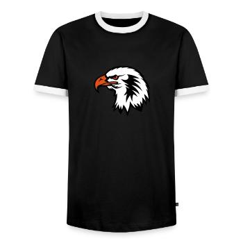 aigle tete eagle dessin face cartoon 702 - T-shirt contrasté Homme - noir/blanc - Devant - AI Model Female 172 light (172cm) & AI Model Male 178 light (178cm)
