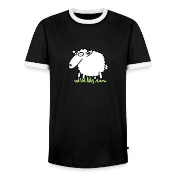 Schaf - Männer Kontrast-T-Shirt - Schwarz/Weiß - Vorne - AI Model Female 172 light (172cm) & AI Model Male 178 light (178cm)
