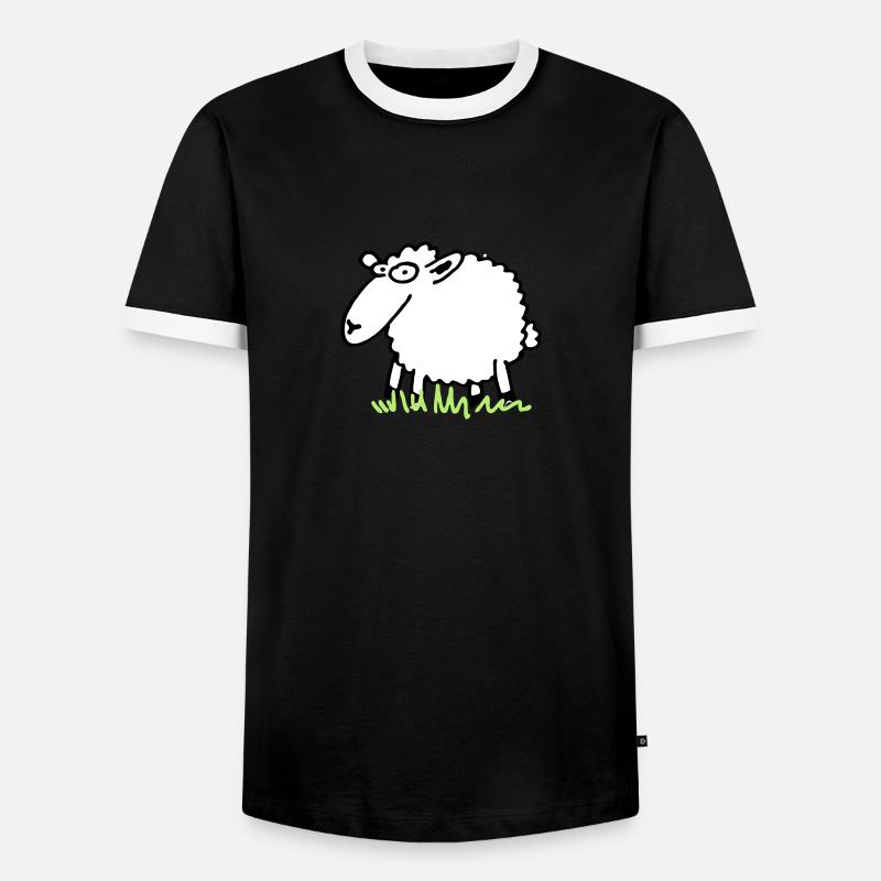 schaf_grundmodell - Men's Ringer Shirt - black/white