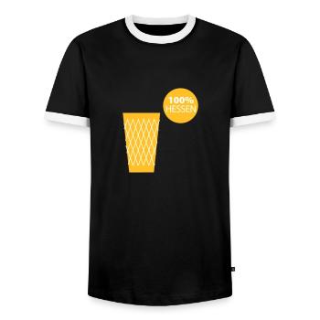 Geripptes 100% Hessen - Männer Kontrast-T-Shirt - Schwarz/Weiß - Vorne - AI Model Female 172 light (172cm) & AI Model Male 178 light (178cm)