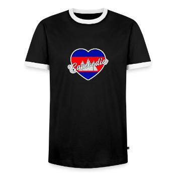 Cambodge - T-shirt contrasté Homme - noir/blanc - Devant - AI Model Female 172 light (172cm) & AI Model Male 178 light (178cm)
