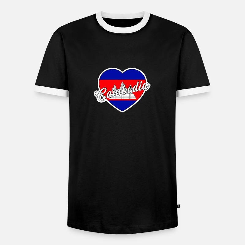 Kambodscha - Männer Kontrast-T-Shirt - Schwarz/Weiß