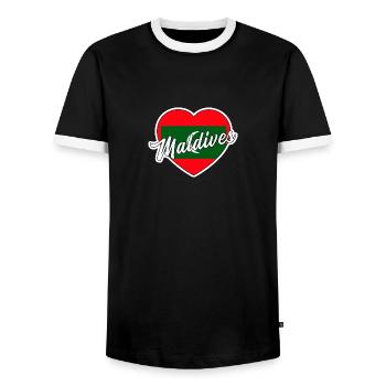 Maldives - T-shirt contrasté Homme - noir/blanc - Devant - AI Model Female 172 light (172cm) & AI Model Male 178 light (178cm)
