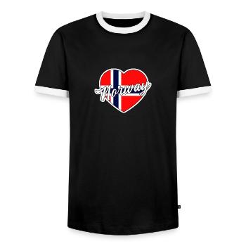 Norway - Men's Ringer Shirt - black/white - Front - AI Model Female 172 light (172cm) & AI Model Male 178 light (178cm)
