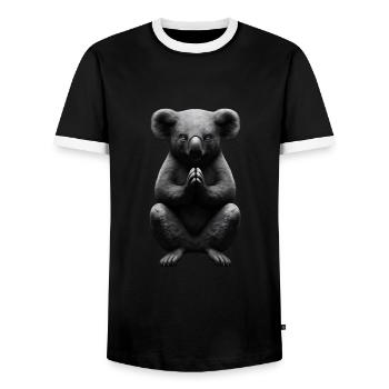 Praying Koala Buddha - Men's Ringer Shirt - black/white - Front - AI Model Female 172 light (172cm) & AI Model Male 178 light (178cm)