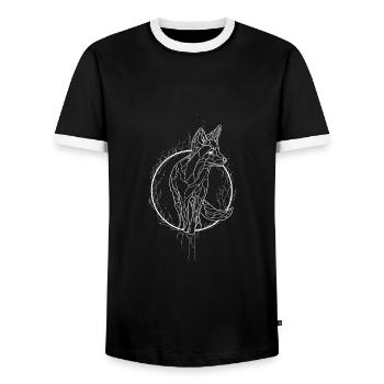 Fox forest nature - Men's Ringer Shirt - black/white - Front - AI Model Female 172 light (172cm) & AI Model Male 178 light (178cm)