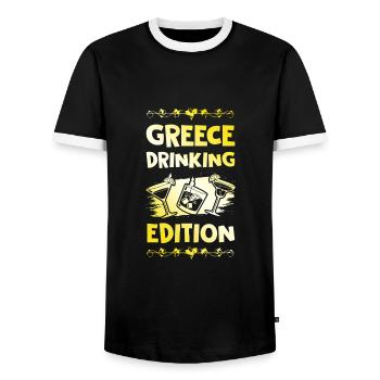 Greece Drinking Spruch - Männer Kontrast-T-Shirt - Schwarz/Weiß - Vorne - AI Model Female 172 light (172cm) & AI Model Male 178 light (178cm)