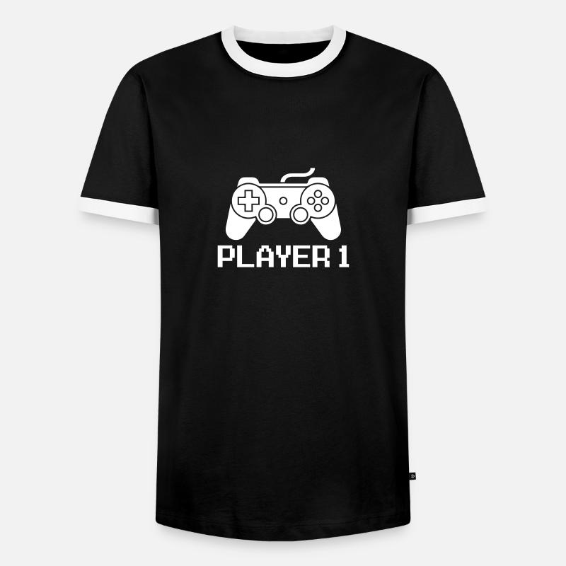 Game Player 1 - Männer Kontrast-T-Shirt - Schwarz/Weiß