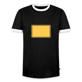 Ortsschild + Dein Text - Men's Ringer Shirt - black/white - Front - AI Model Female 172 light (172cm) & AI Model Male 178 light (178cm)
