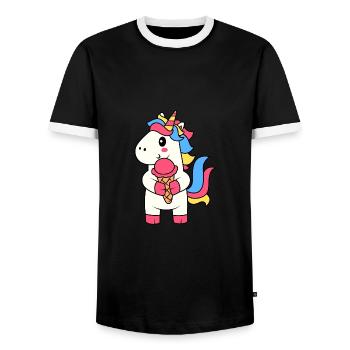 LICORNE LICORNE RAINBOW ICE CREAM BALL MOTIF - T-shirt contrasté Homme - noir/blanc - Devant - AI Model Female 172 light (172cm) & AI Model Male 178 light (178cm)