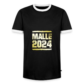 Malle 2024 Gold - Men's Ringer Shirt - black/white - Front - AI Model Female 172 light (172cm) & AI Model Male 178 light (178cm)