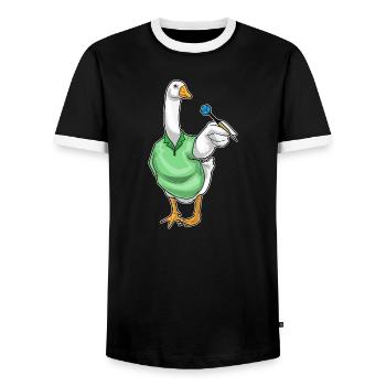 Ente Dart Dartpfeil - Männer Kontrast-T-Shirt - Schwarz/Weiß - Vorne - AI Model Female 172 light (172cm) & AI Model Male 178 light (178cm)