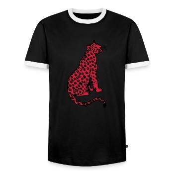 Léopard Assis par Cheerful Madness!! - T-shirt contrasté Homme - noir/blanc - Devant - AI Model Female 172 light (172cm) & AI Model Male 178 light (178cm)
