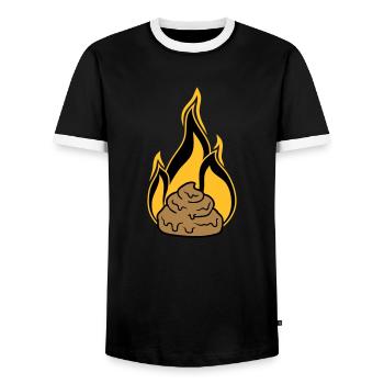shit is on fire shit kot heap hack kack - Men's Ringer Shirt - black/white - Front - AI Model Female 172 light (172cm) & AI Model Male 178 light (178cm)