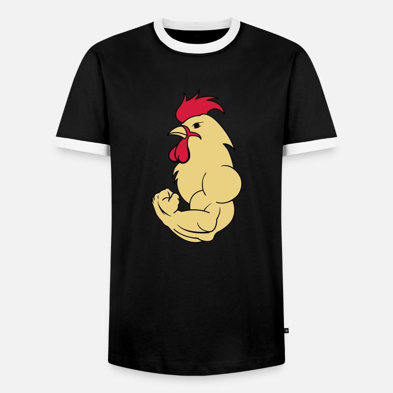 bodybuilder_hahn_2 - Männer Kontrast-T-Shirt - Schwarz/Weiß