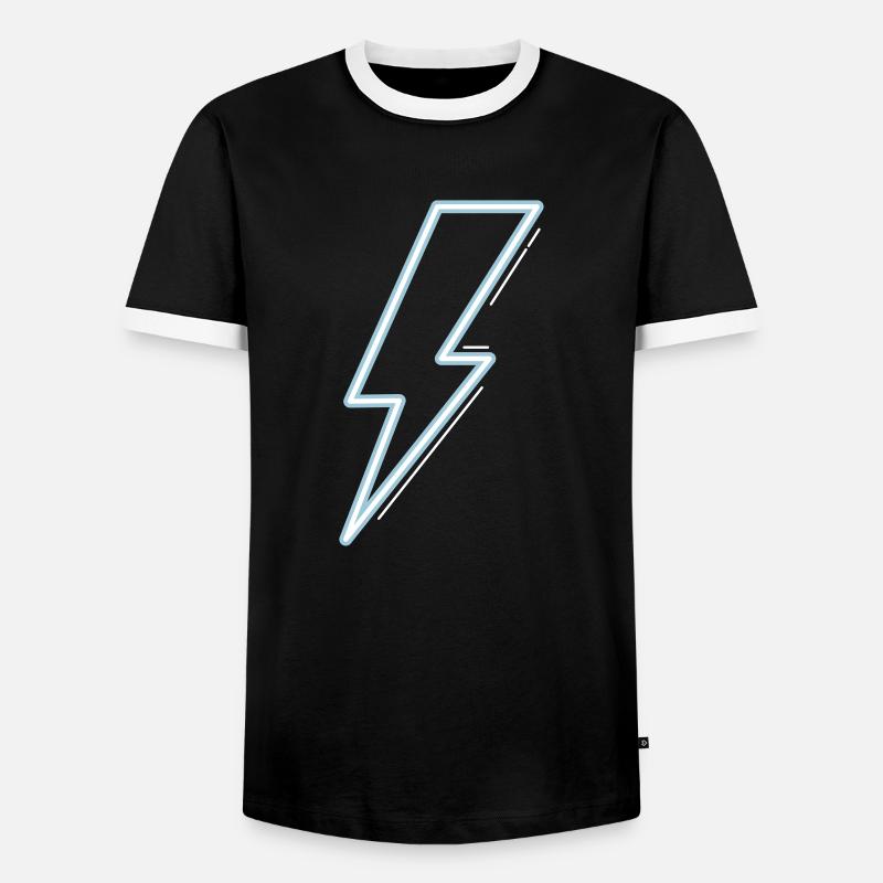 Neon blue flash light - Men's Ringer Shirt - black/white
