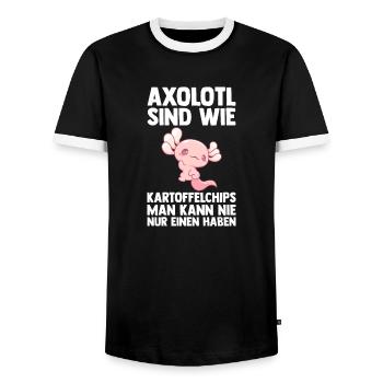 Axolotl - T-shirt contrasté Homme - noir/blanc - Devant - AI Model Female 172 light (172cm) & AI Model Male 178 light (178cm)