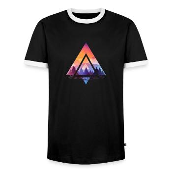 Die Kunst der Dreiecke - Männer Kontrast-T-Shirt - Schwarz/Weiß - Vorne - AI Model Female 172 light (172cm) & AI Model Male 178 light (178cm)