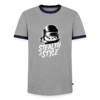 Stealth ist mein Stil - Männer Kontrast-T-Shirt - Grau/Navy  - Vorne - AI Model Female 172 light (172cm) & AI Model Male 178 light (178cm)