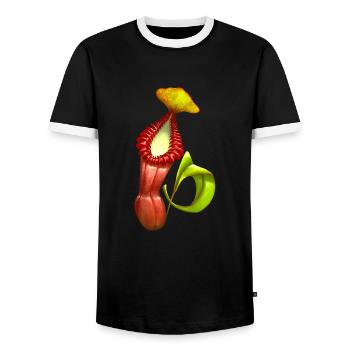 Carnivorous plants Can plant Nepenthes - Men's Ringer Shirt - black/white - Front - AI Model Female 172 light (172cm) & AI Model Male 178 light (178cm)